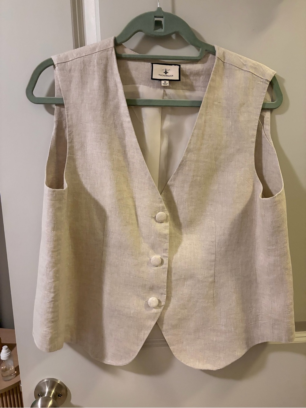 Tuckernuck Cream Linen Button-Front Vest